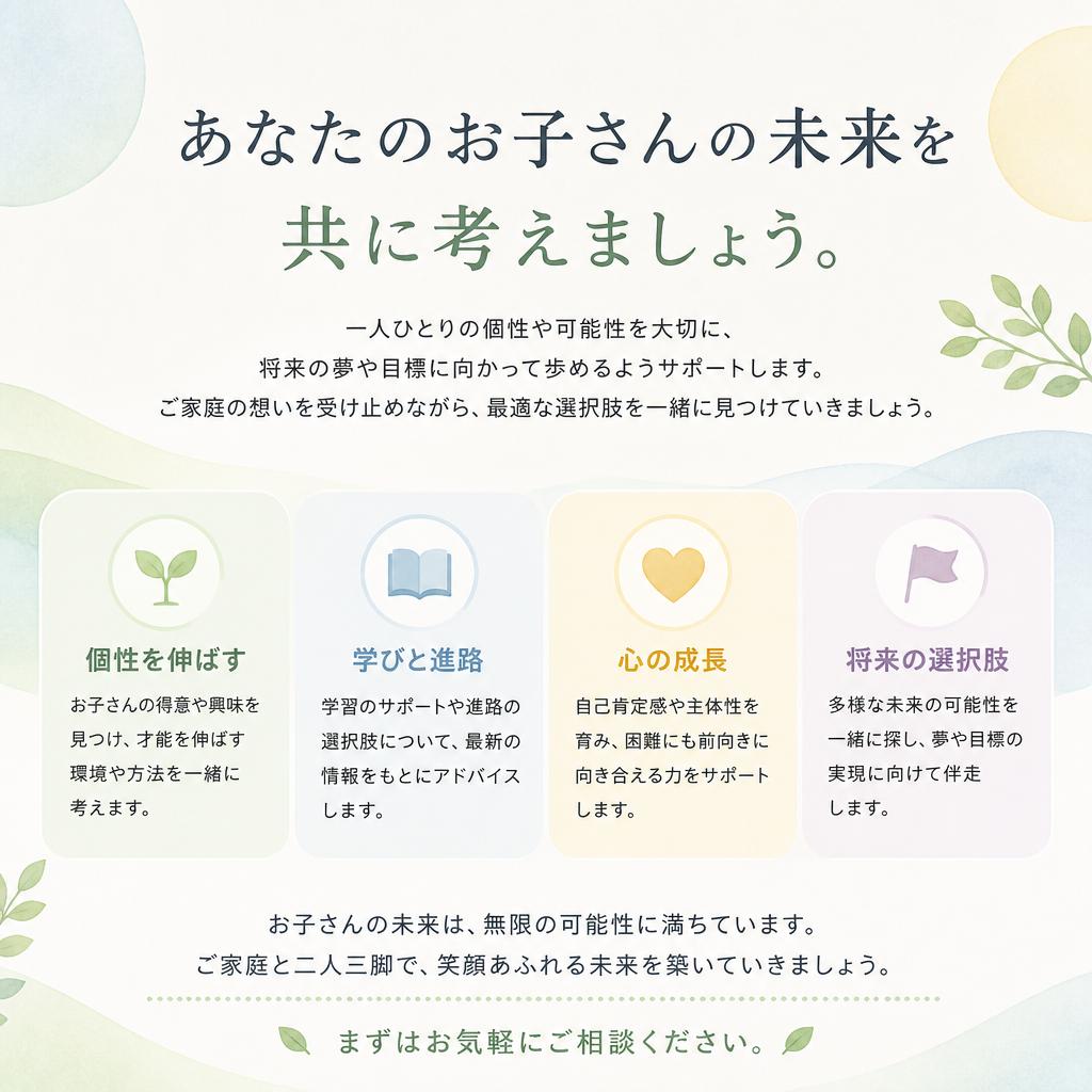 あなたのお子さんの未来を共に考えましょう。