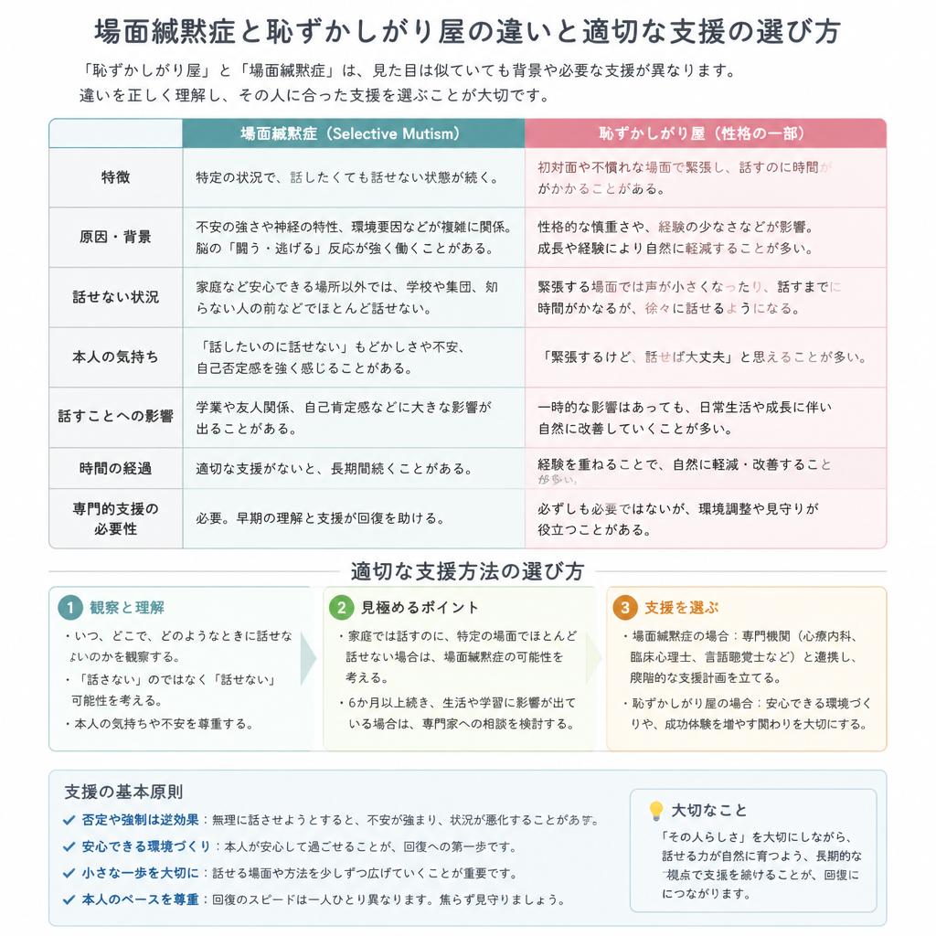 恥ずかしがり屋との違い